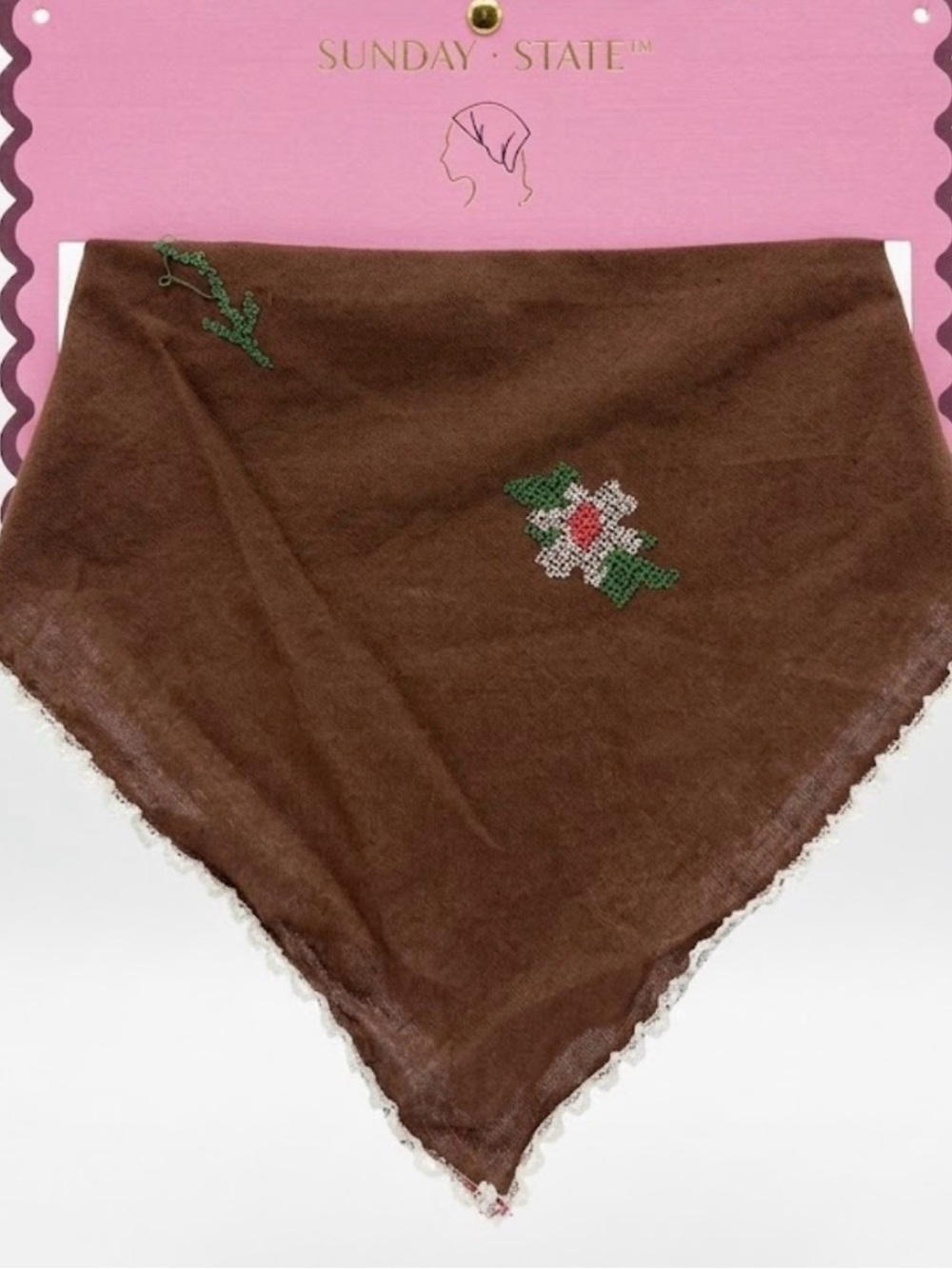 NWT ⚜️🤎⚜️ Sunday Floral Embroidered Bandana Scarf Headwrap